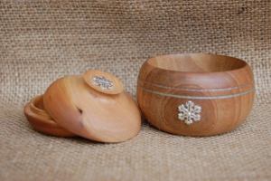 Scatolina e ciotola in legno di cilie...